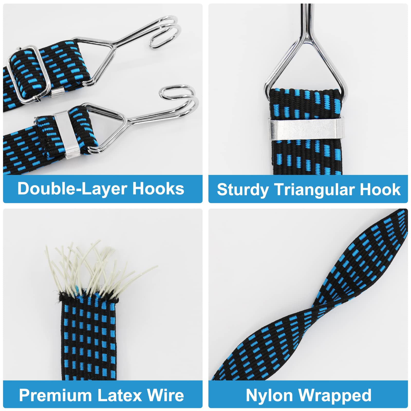 Newthinking 4 Pack Adjustable Bungee Cords with Hooks - Image 3