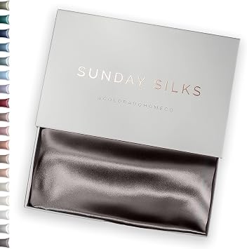 SUNDAYSILKSTM 100% Mulberry Silk Pillowcase, Silk Pillow Cases for Hair & Skin, Superior to Satin Pillowcase, with Zipper, Standard, Queen, King Sizes, Anti-Wrinkle, Cooling, Non-Slip Silk Pillowcases