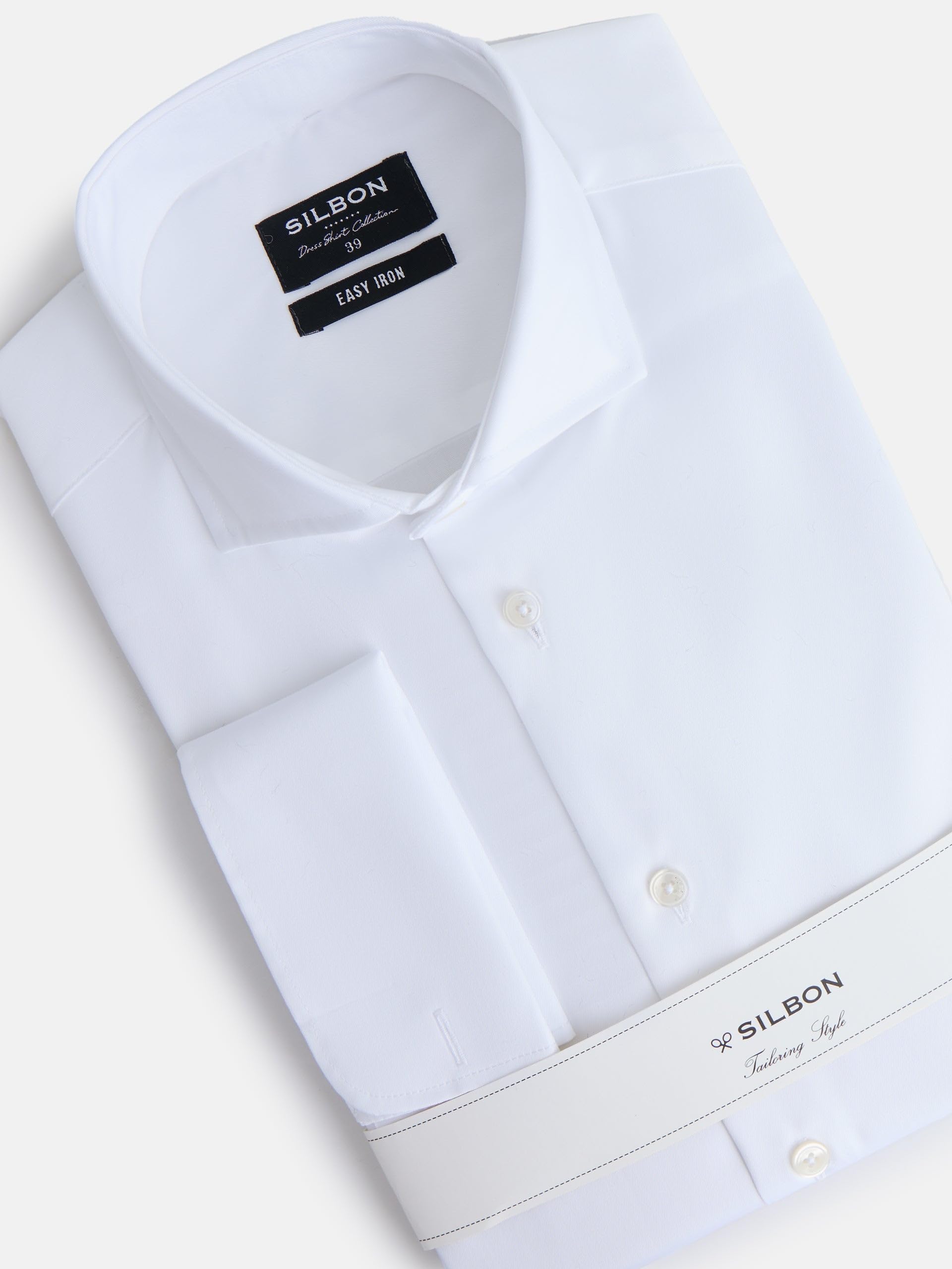 SILBON Camisa Vestir Easy Iron Puño Doble Manga Larga para Hombre