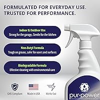 Vista 2 de EvaClean PurPower Limpiador y desengrasante - Listo para usar, paquete de 2 botellas de spray de 32 onzas líquidas cada una, resistente, fórmula sin