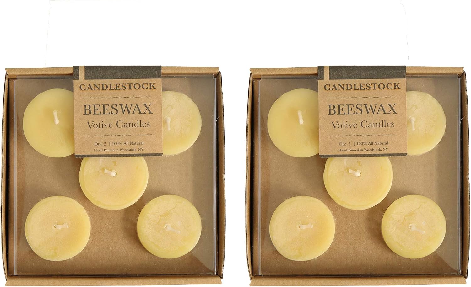 Candlestock Pure Beeswax Votive Candle 10 Pack - 100% Pure Beeswax Votive Candles Sets