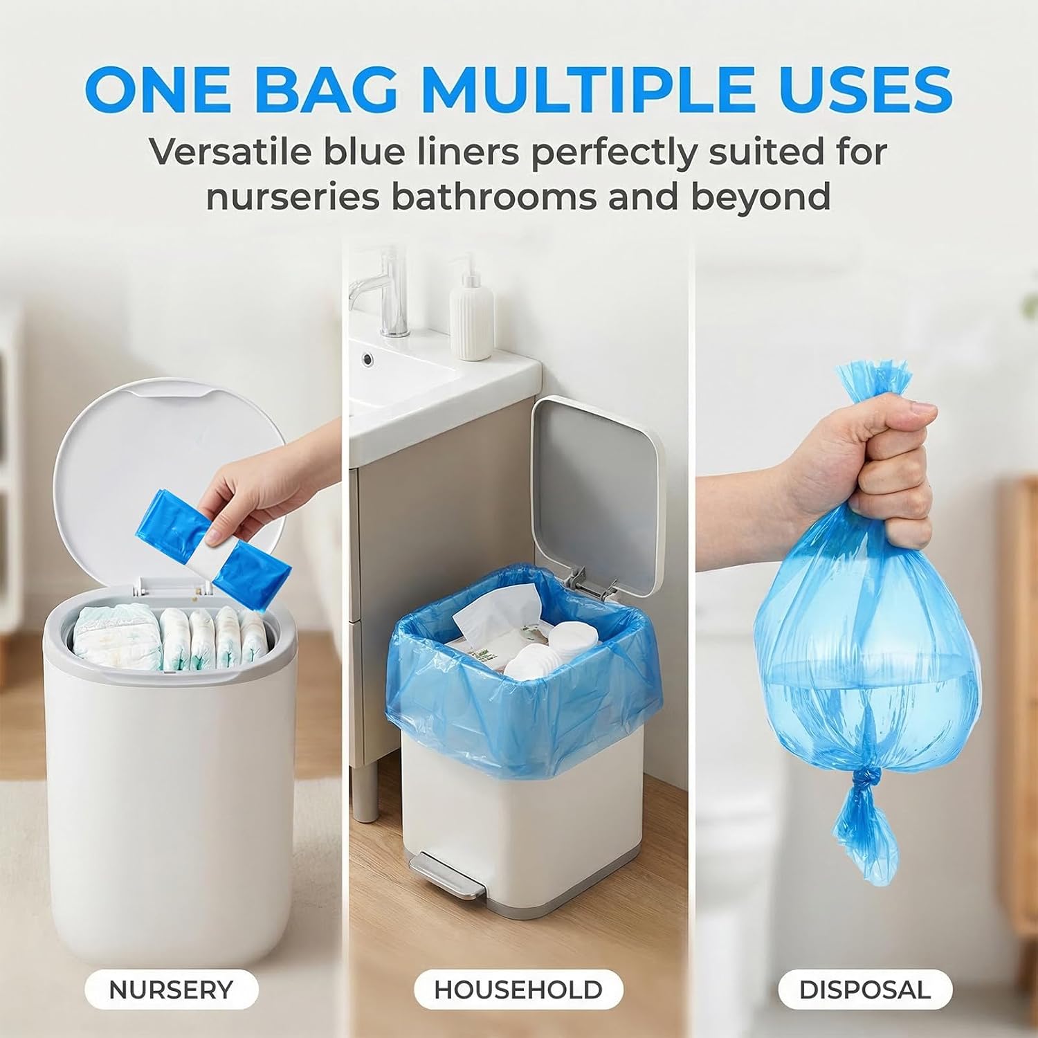 Bundles Disposable Diaper Pail Liners Leakproof Thick Pe Nappy Bin Bags with Lemon Scent Odor Locking Wide Opening for Easy One-handed Replacement Compatible with Genie Diaper