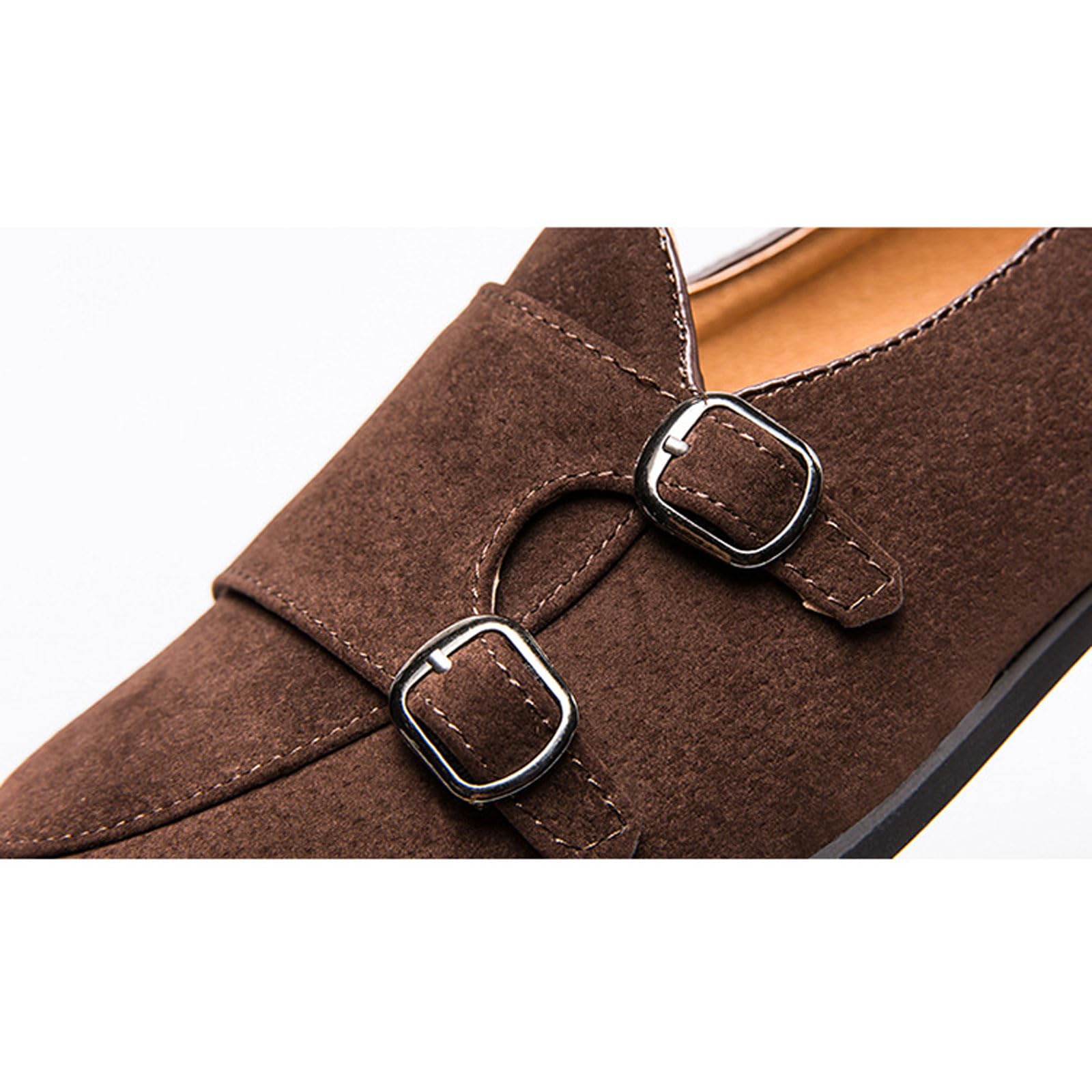 Zapatos De Vestir para Hombre Hebilla Doble Monkstrap Sin Cordones, Zapatos Casual & Negocios, Piel Sintética De Ante