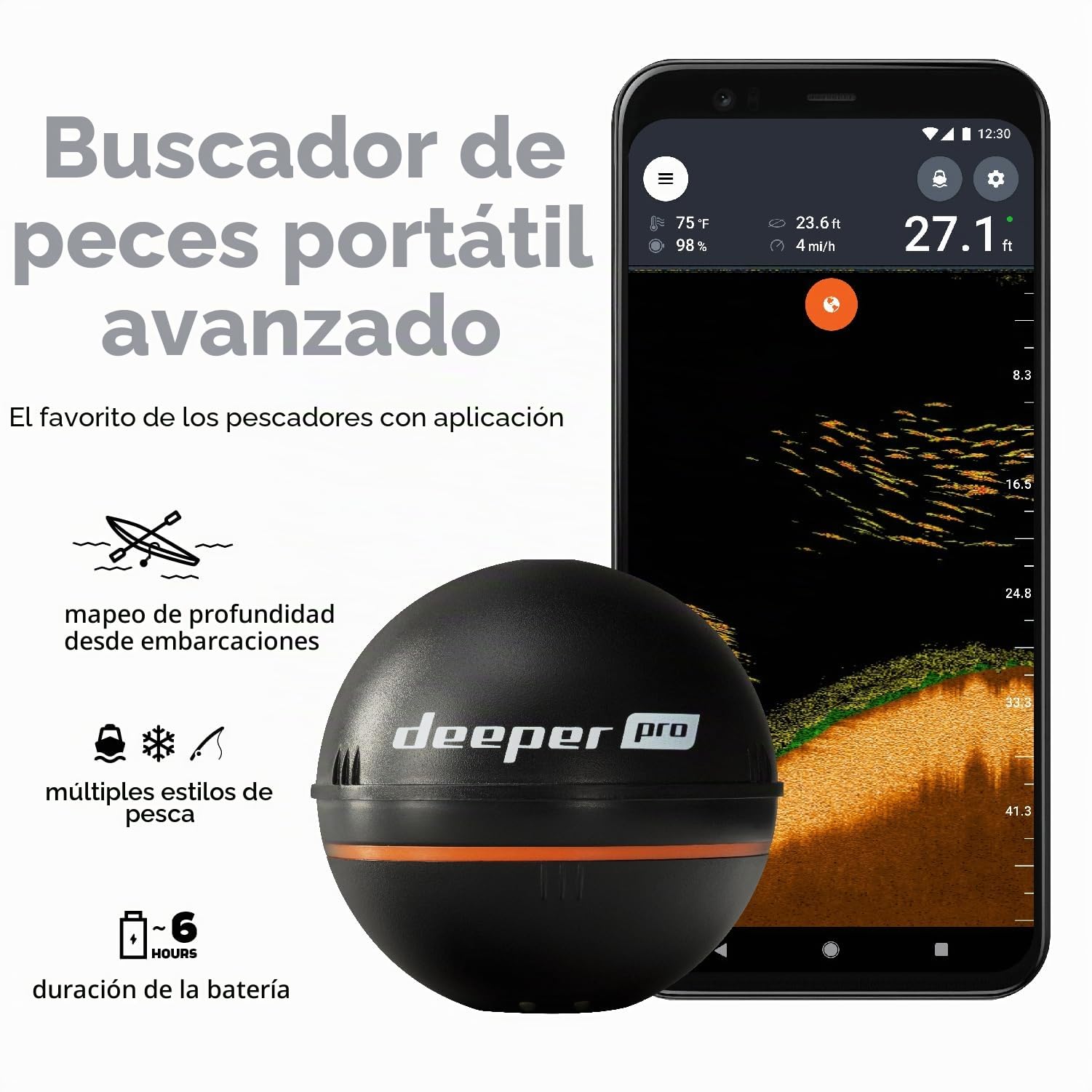 Deeper Sonar inteligente castable portátil WiFi buscador de peces para kayaks barcos pesca