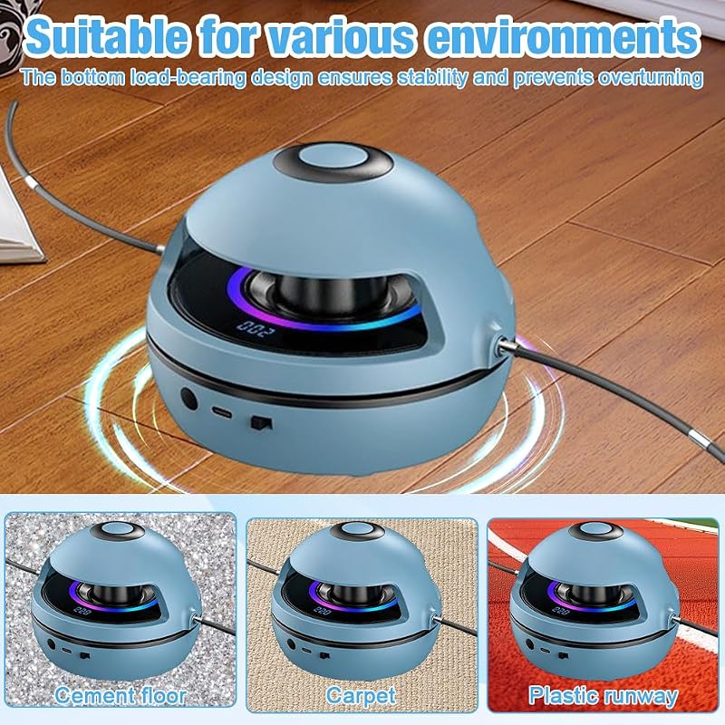 Coardă de sărit electrică cu Bluetooth Foreverup, aparat inteligent pentru sărit coarda cu afișaj LED și telecomandă, 10 trepte de viteză