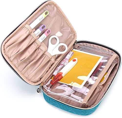 Vista 18 de Yarwo Estuche de transporte compatible con el juego de herramientas Cricut, bolsa organizadora de accesorios para bolígrafos de manualidades y Negro