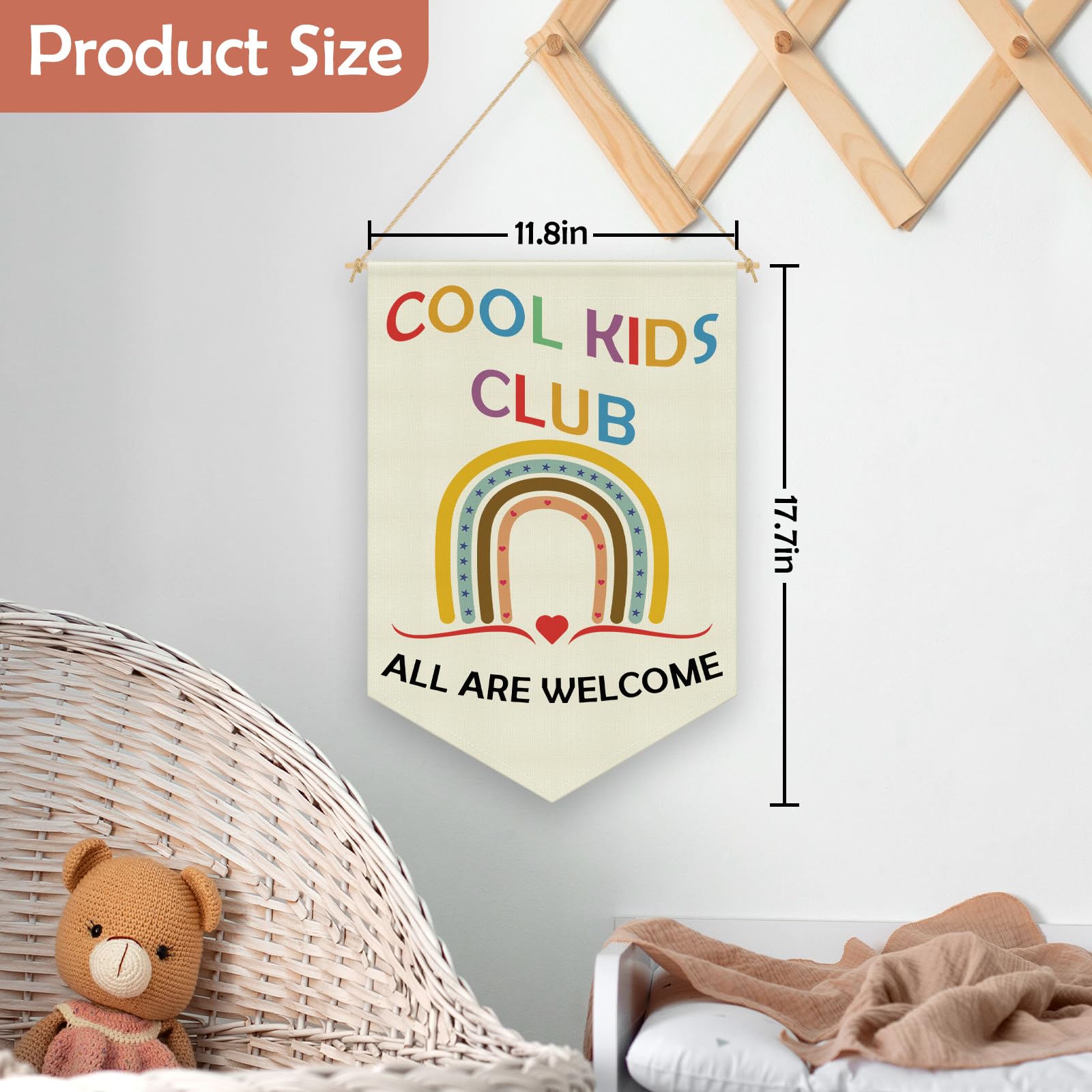 Kids Playroom Wall Decor Boys Room Wall Decor Hanging Pennant Flag Banner Welcome Sign Hanging Banner for Boys Bedroom Nursery Playroom Classroom Home School Decorations Linen Cotton Flag