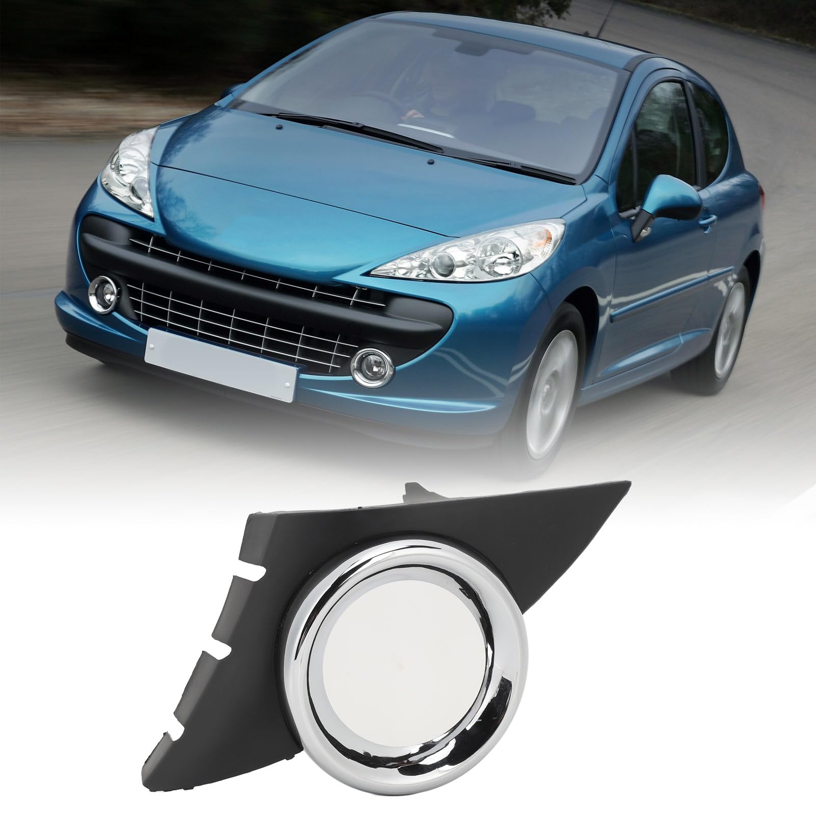 Cadre de Phare Antibrouillard chromé, Grille de Phare Antibrouillard Inférieure de Pare-chocs Avant avec Support Réglable, Protection pour 207 Sport 2006-2009, Installation à