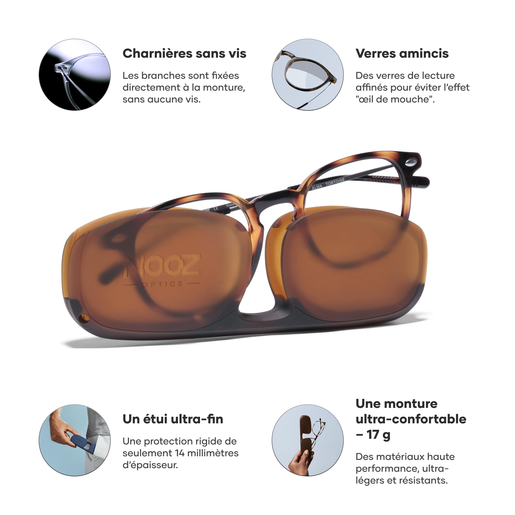 Nooz Alma Gafas de Lectura, Negro, Talla única Unisex Adulto