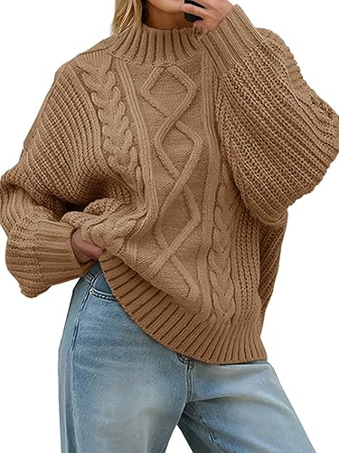 Womens Oversized Cable Knit Sweaters 2025 Fall Winter Trendy Button