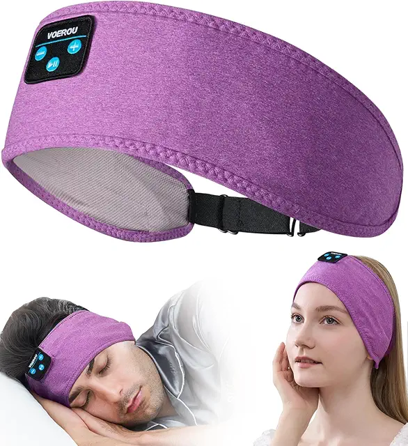 Imagen relacionada con Voerou Auriculares para Dormir, Diadema Bluetooth Ajustable,Inalámbricos, Auriculares de Música para Dormir, Gadgets Tecnológicos para Dormir de Lado, Entrenamiento, Trotar, Yoga, Insomnio, Meditación