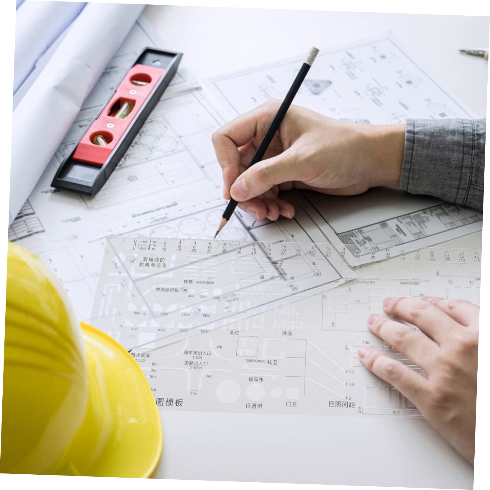 LALAFINA 5piezas Regla Geométrica Multifuncional De Plástico Transparente Plantilla De Dibujo Para Arquitectura y Diseño Para Mediciones y Creación De Patrones