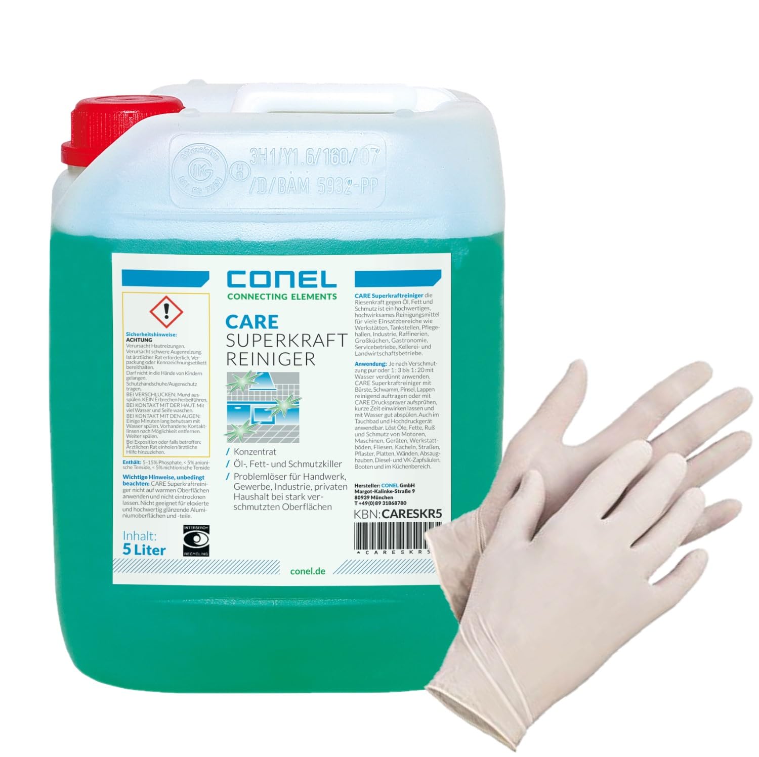 Conel CARE Superkraftreiniger 5 Liter Kanister Konzentrat + Einmalhandschuhe