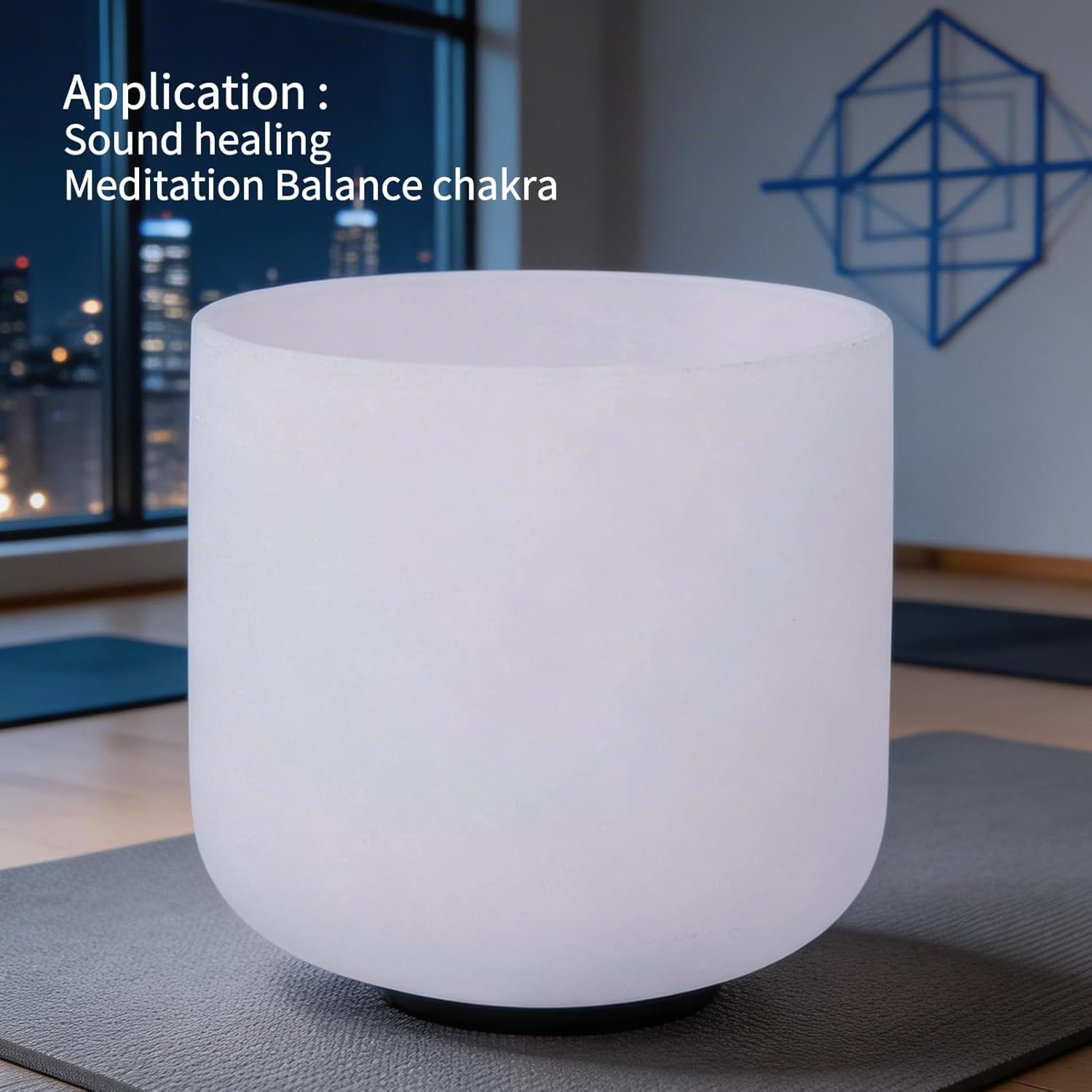 ENERGYSOUND 432Hz Perfect Pitch C Note Root Chakra Frosted Quartz Crystal Singing Bowl 7 inch mallet & o-ring included