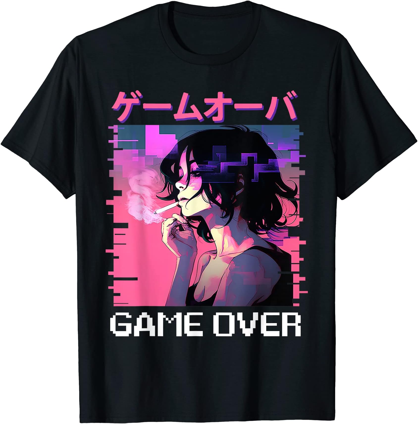 CaterpillarJapanese Vaporwave Sad Anime Girl Game Over Indie Aesthetic T-Shirt