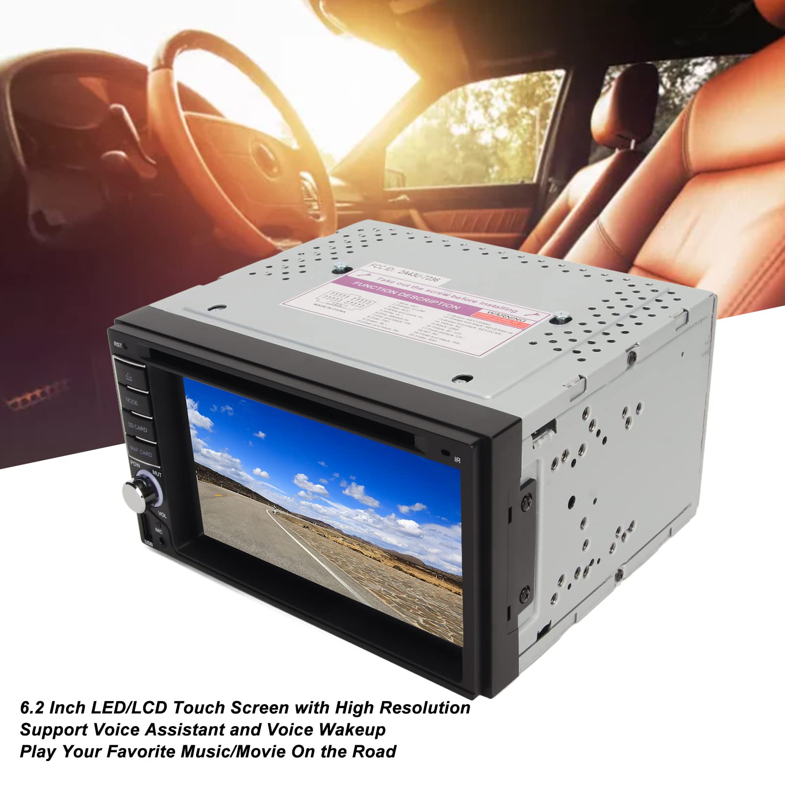 ASHATA Lecteur DVD de Voiture avec écran Tactile de 6,2 Pouces, Réveil
