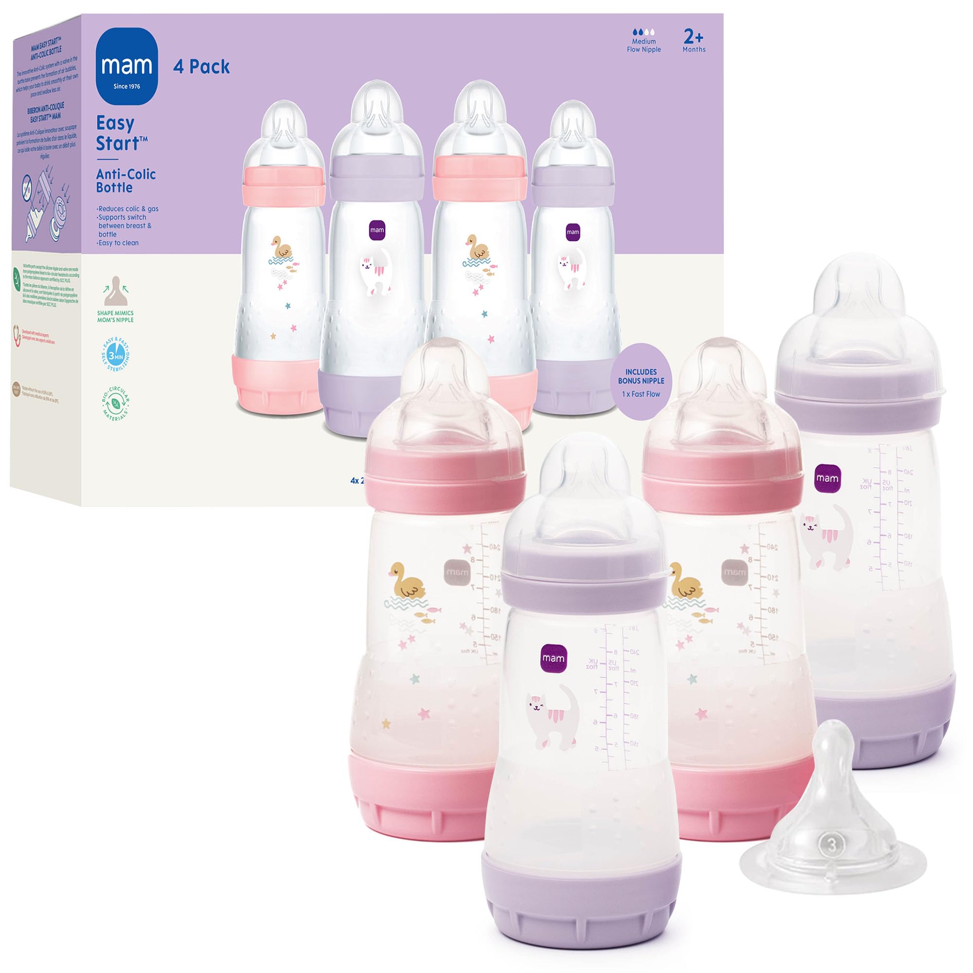 Amazon.com : MAM 9oz Easy Start Anti-Colic+ Wide Neck Baby Bottle