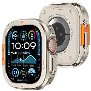 Amizee Metal Case Compatible with Apple Watch Ultra 3/2/1 49mm with Back Cover, Rugged Protective Bumper Cover for iWatch 49mm, Titanium - Amazon product rated Grade A