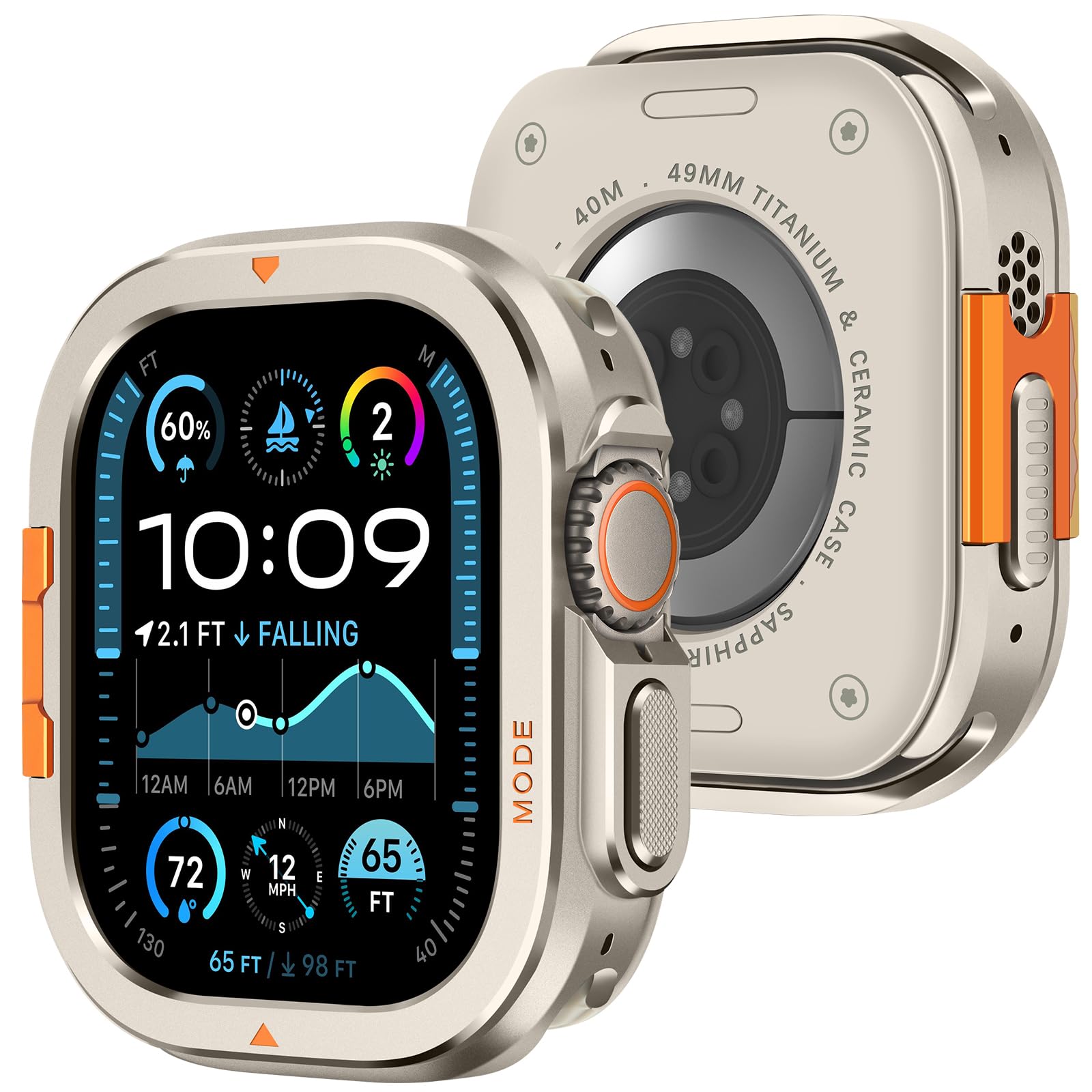 Coque Apple Watch Ultra 49mm Amizee titane compatible séries 3 2 1