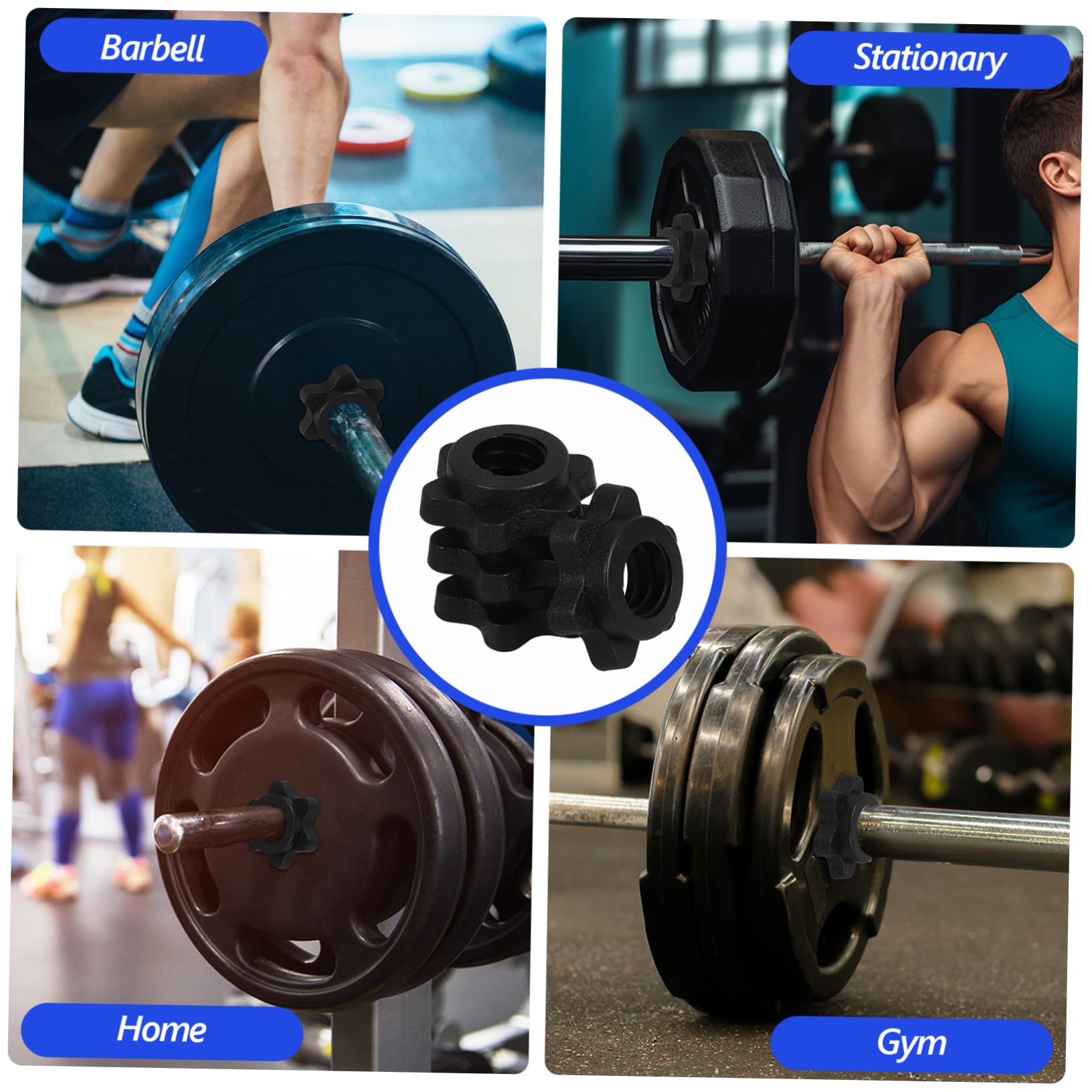 FELTECHELECTR 4pcs Skid Barbell Nuts Weightlifting Accessories for Secure Workouts Compatible with Various Equipment Lightweight and Easy to Store