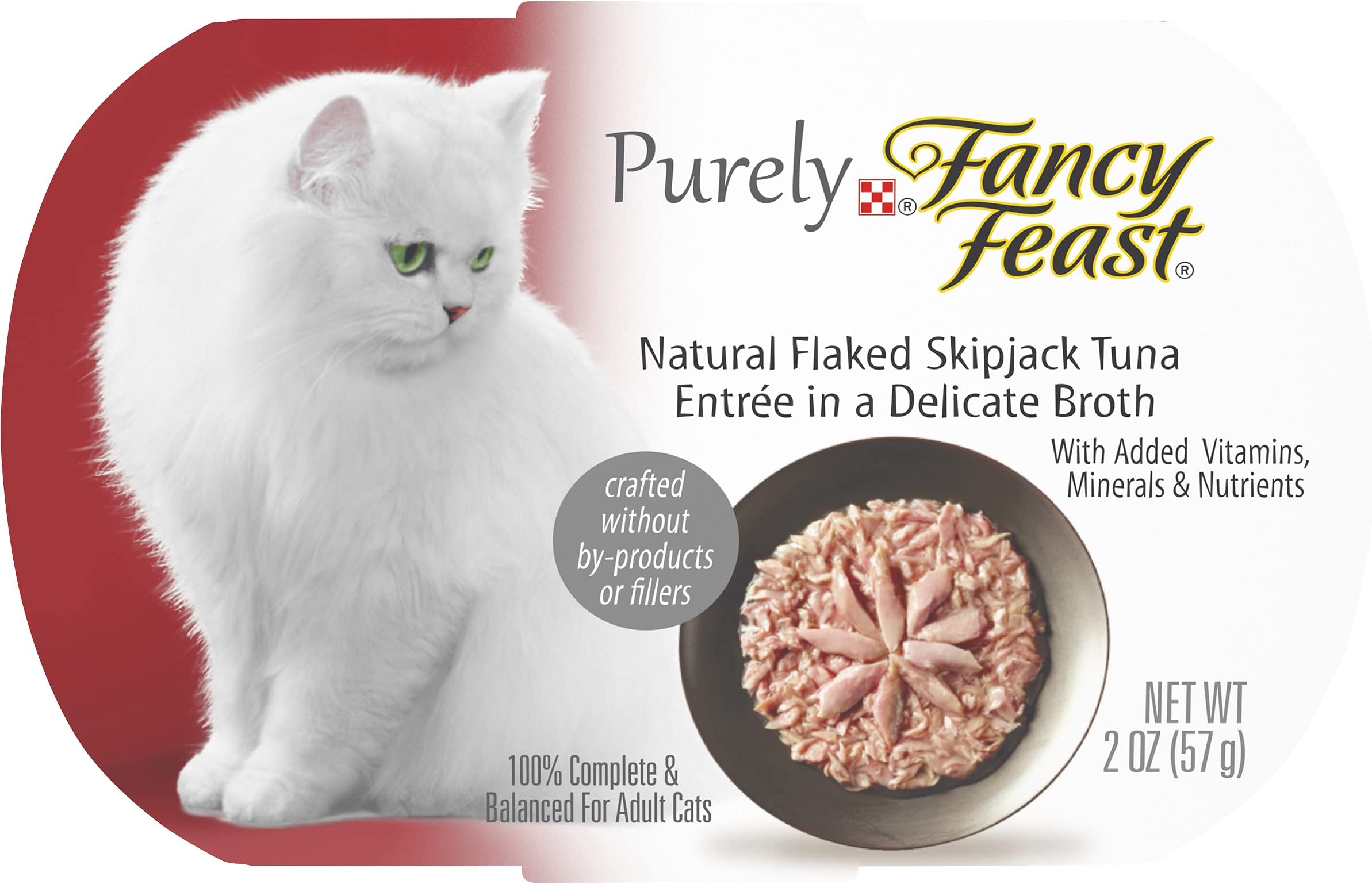 Purina Fancy Feast Natural Grain Free Broth Wet Cat Food, Purely Natural Flaked Skipjack Tuna Entree - (Pack of 10) 2 oz. Trays