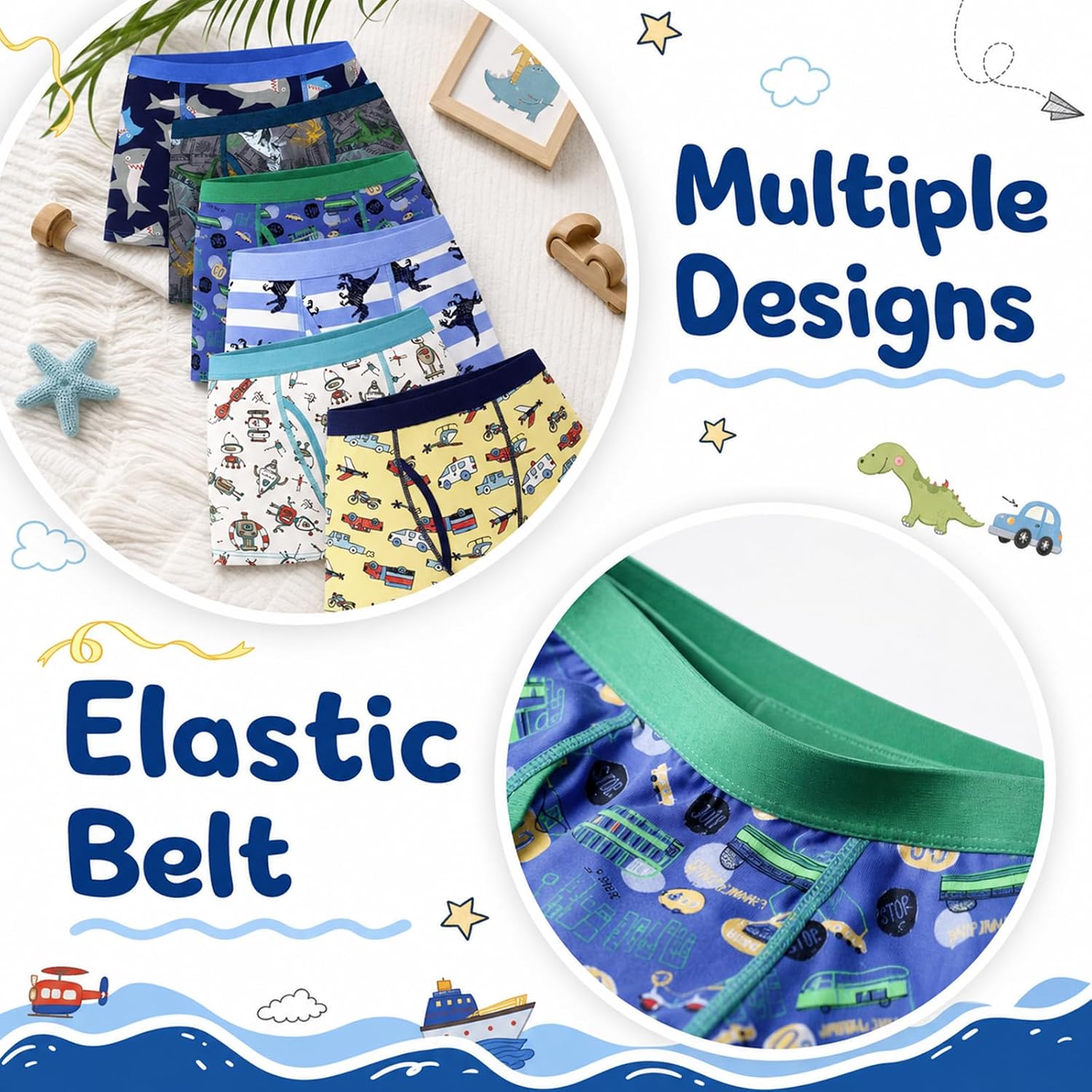 Boys Boxer Briefs Cotton Kids Toddler Underwear 10-Pack Soft Breathable Underwears