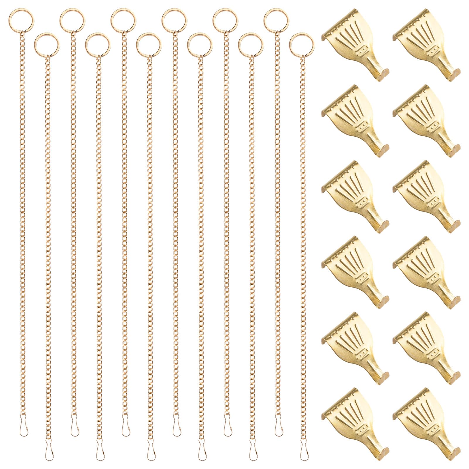 UFURMATE Picture Hanging Kit 12Pcs Picture Rail Hooks with 12Pcs Chains, Metal Rail Hanging Hooks Picture Display Hanging System for Wall Picture, Exhibition(Gold,60cm)
