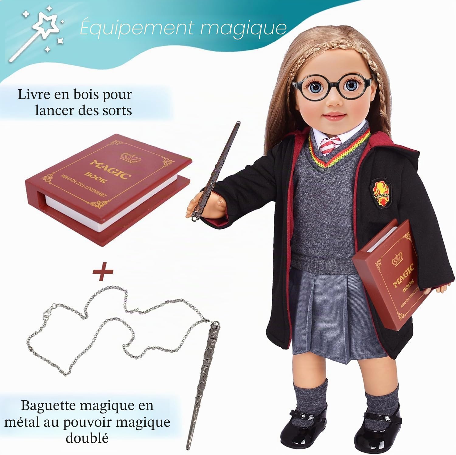 Lot de 10 vêtements et accessoires inspirés de l'uniforme scolaire magique pour poupées de 45,7 cm (sans poupée)