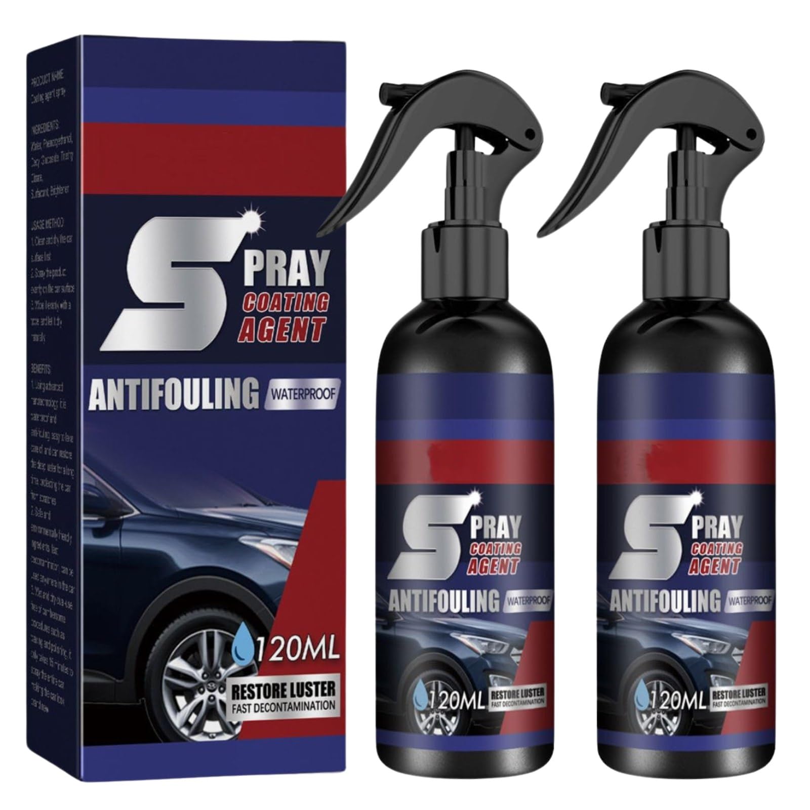 Spray Coating Agent, Ceramic Coating for Cars, High Protection 3 in 1 Spray, 3 in 1 High Protection Quick Car Coating Spray, Fast-Fine Coating Spray,Waterless Car Wash, Pack of 2