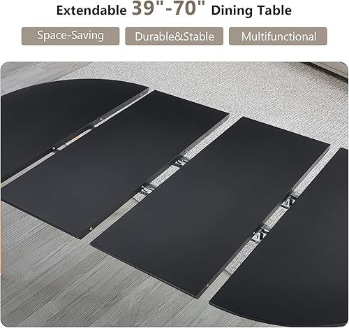 Miniatura 12 de Hommoo Mesa de comedor rectangular para 4 mesas de comedor de madera para cocina, cena, mediados de siglo, moderna, 45 pulgadas, color negro Negro