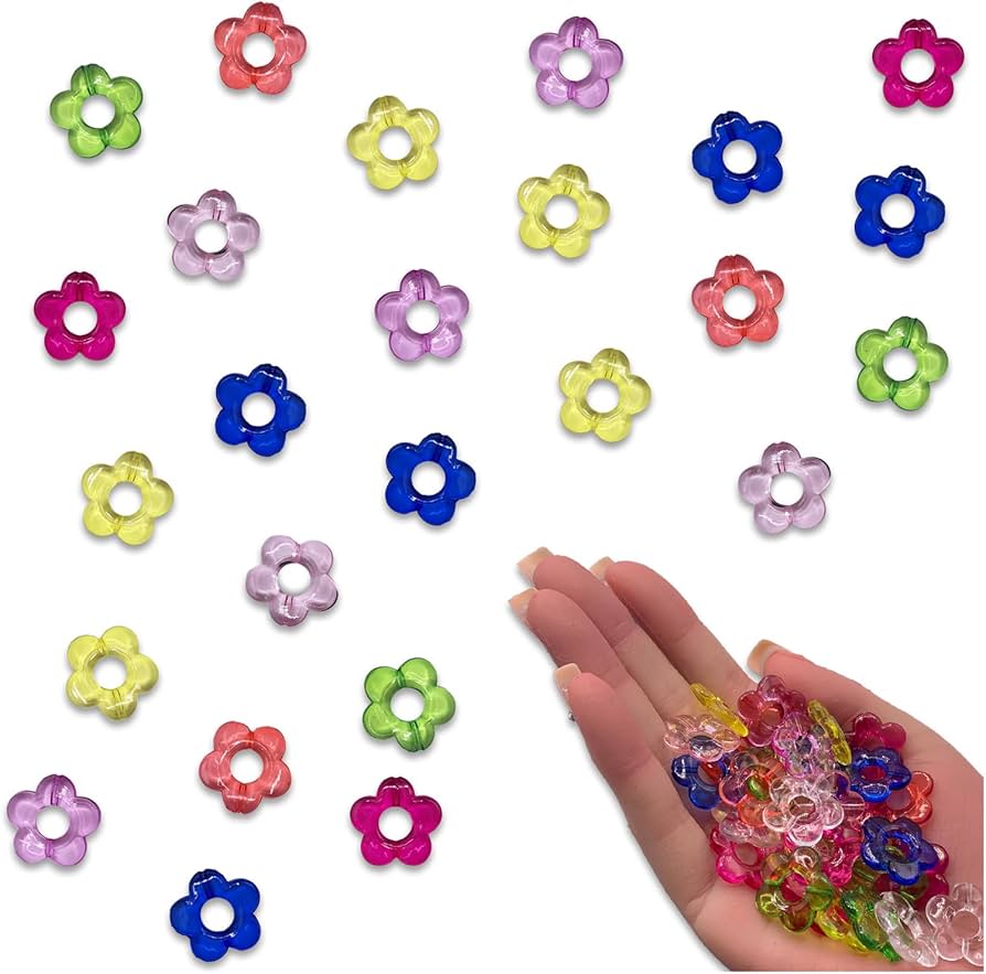 Amazon.co.jp: ファイニエ ビーズ フラワー 混色 20mm 透明な花 200