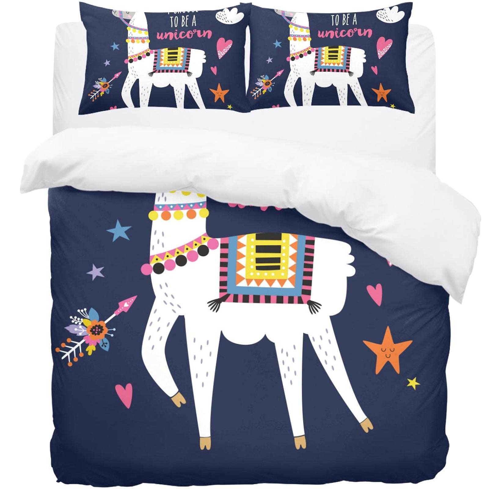 Housse de couette originale motif licorne et étoiles idée cadeau enfant