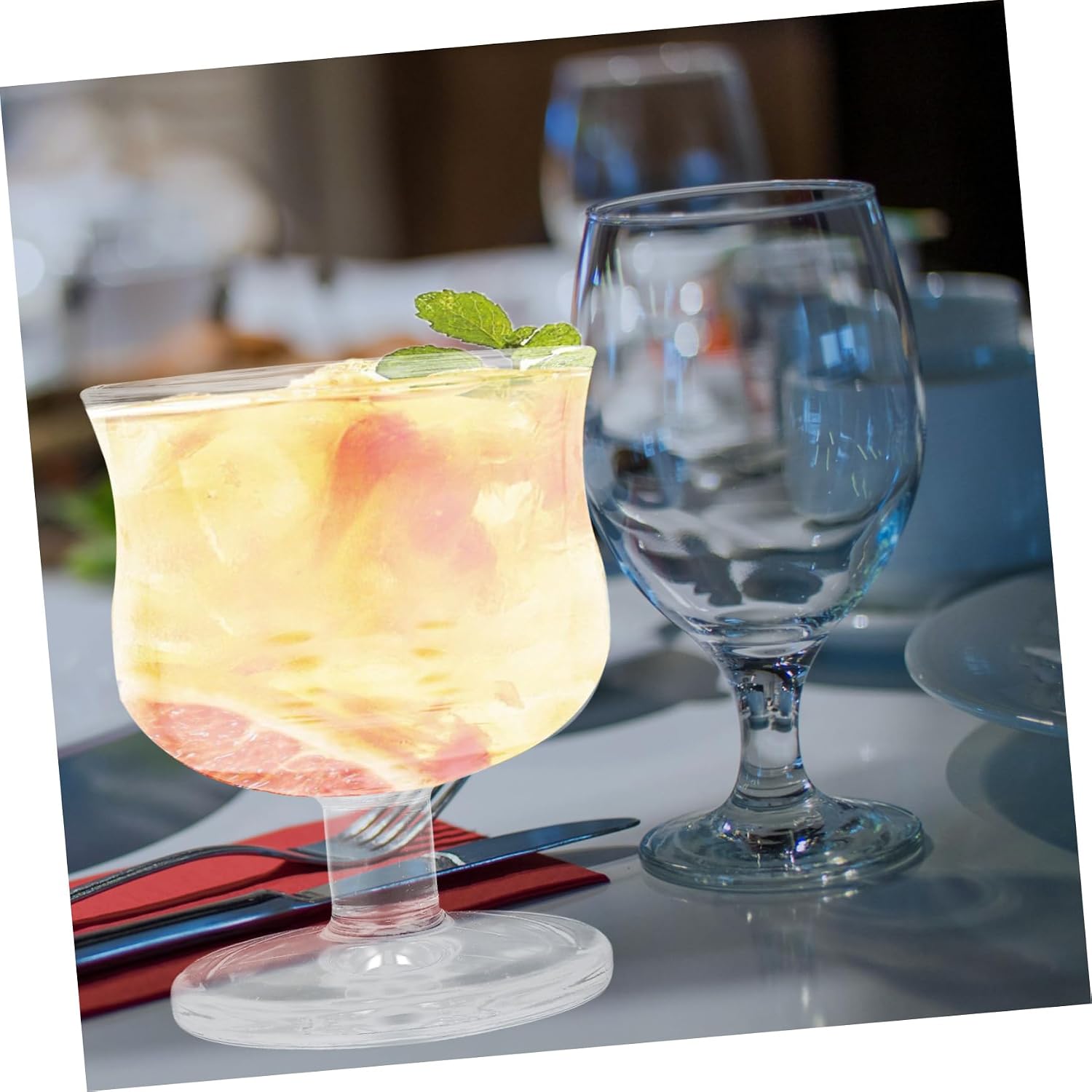 OUNONA Elegant Short Footed Glass Drinking Cups 230ml Glass Reusable
