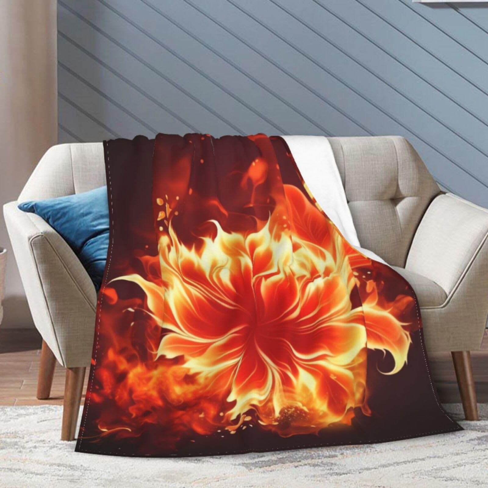 Couverture pelucheuse toutes saisons 152x127 cm pour lit et canapé motif moderne