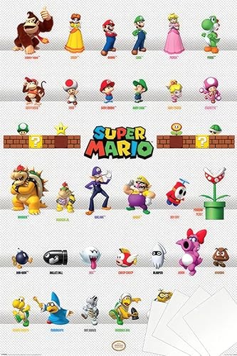 Miniatura 8 de Super Mario - Póster de videojuegos (Desfile de personajes - todos los personajes) (tamaño: 24 x 36 pulgadas) Póster sin marco,Póster laminado,Tiras