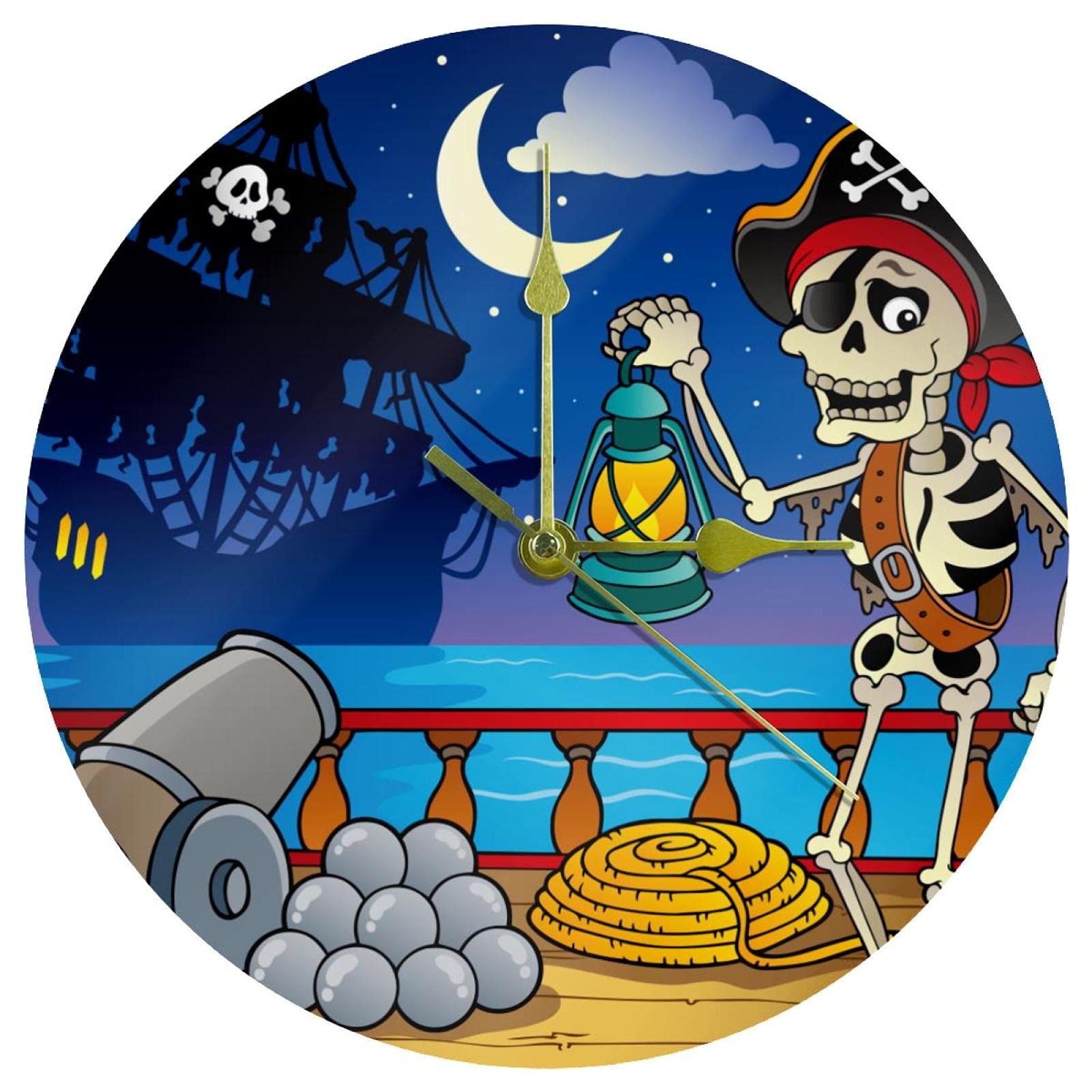 Horloge murale silencieuse sans tic-tac acrylique style pirate