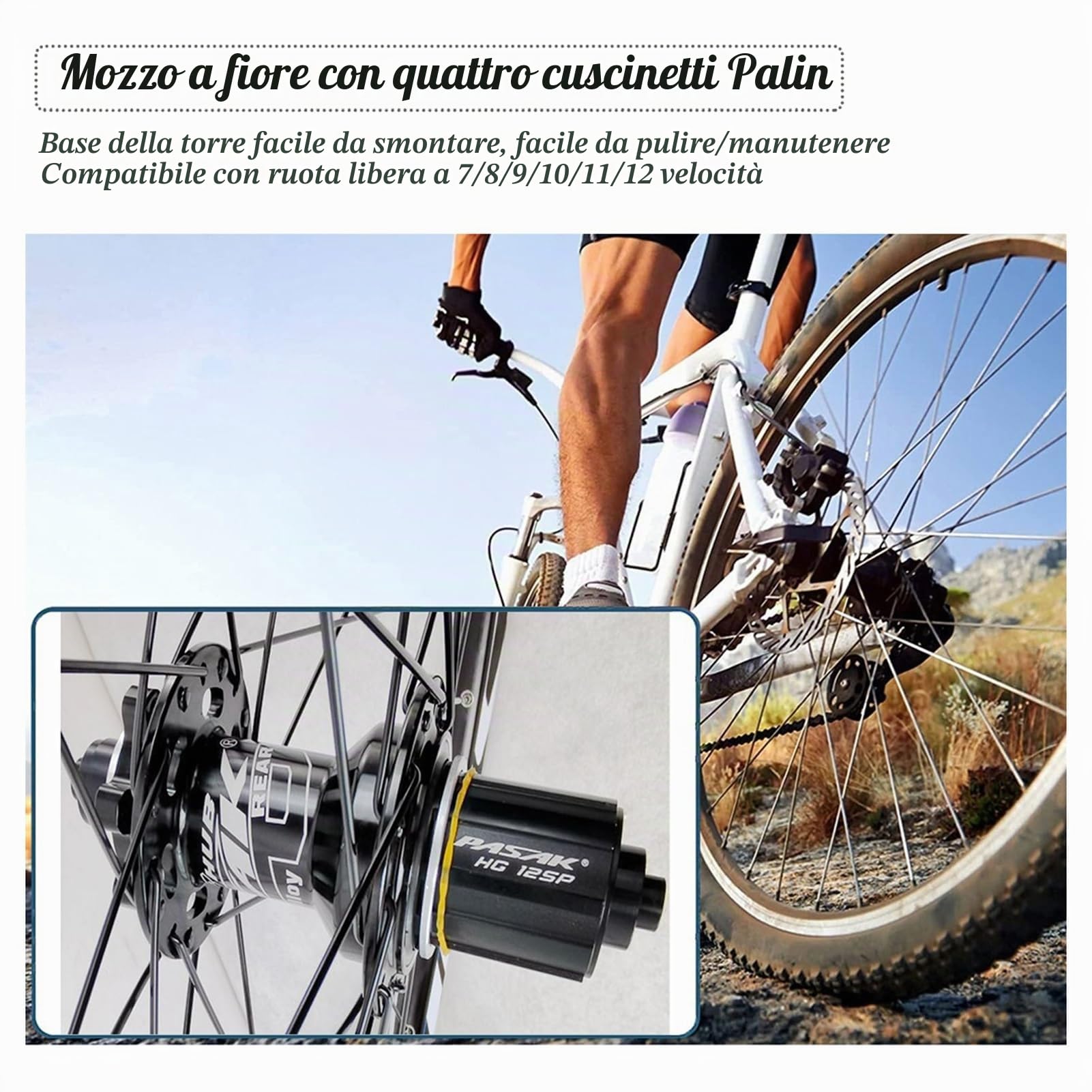 Ruote di MTB Cerchio for Bicicletta Freno a Disco da 26 Pollici 32 Raggi 27,5 29 Pollici Ruota Anteriore E Posteriore Mountain Bike Mozzi con Cuscinetti Sigillati QR for Cassetta a 7-11 velocità (col