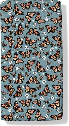 Watercolor Butterflies Daisy Baby Crib Sheets Retro Butterflies Boho Floral Baby