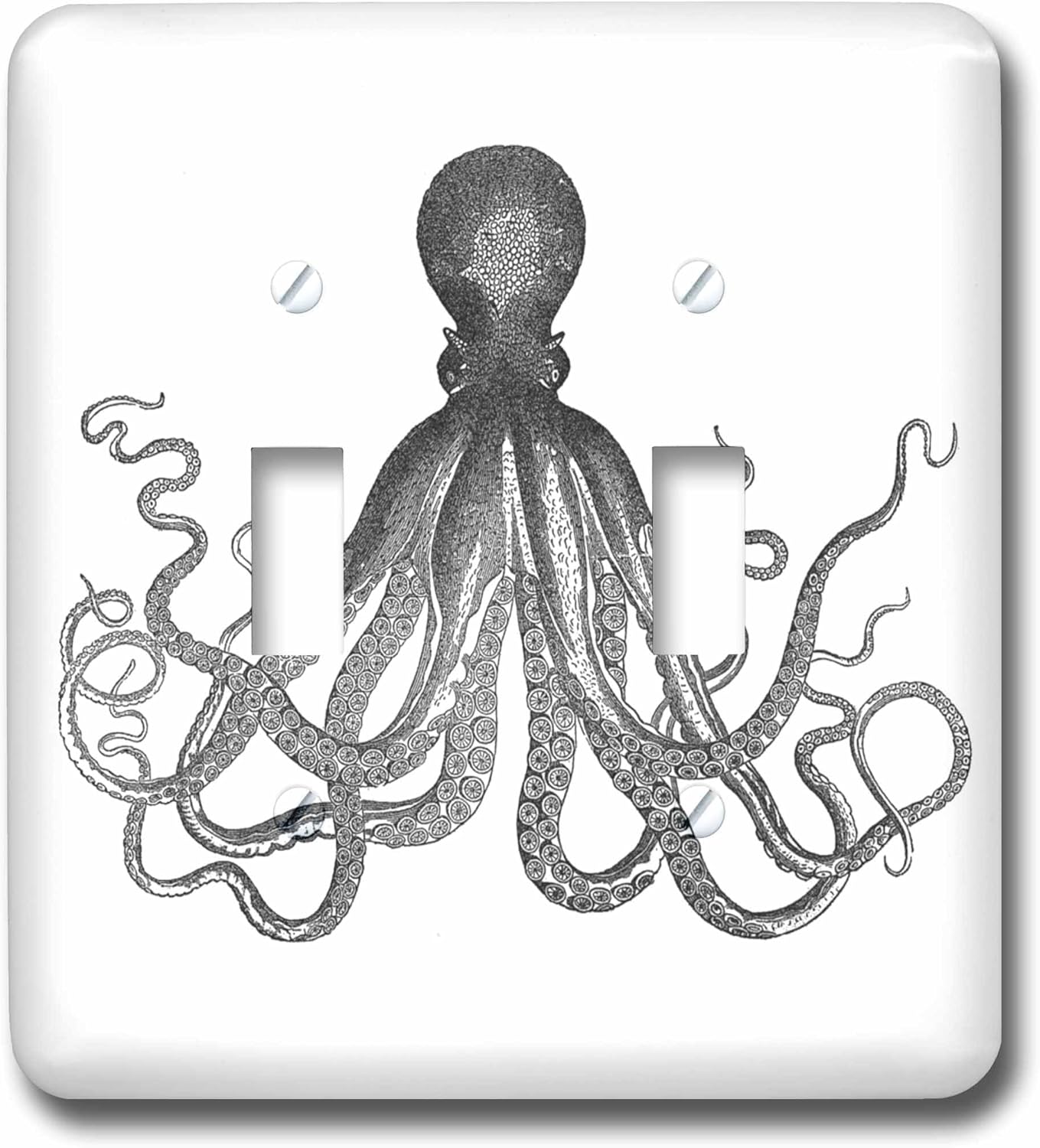 3dRose LLC lsp_112921_2 Vintage Octopus Black And White Lord Bodner Kraken Cthulu Nautical Underwater Sea Giant Squid Double Toggle Switch