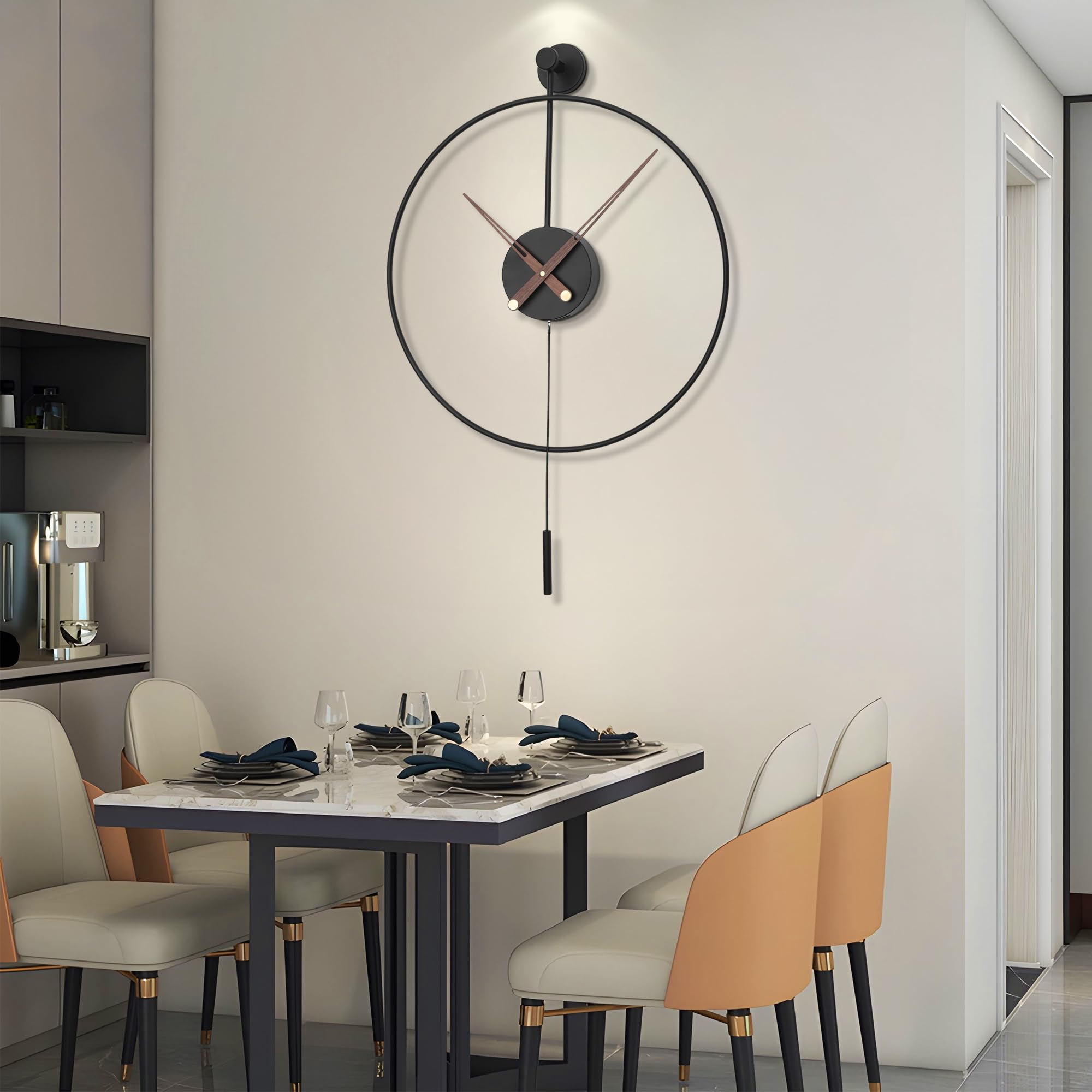 Grande orologio da parete moderno a pendolo per soggiorno, cucina, ufficio, camera da letto, design minimalista, funzionamento a batteria, orologio rotondo in metallo, decorazione per la casa, 60 cm