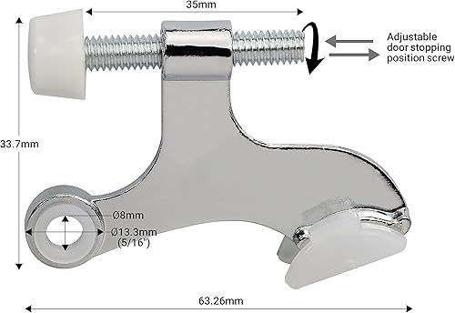 Vista 32 de Paquete de 5 tope de puerta Rok Hardware ajustable de alta resistencia con acabado de latón, ROKDSP1B