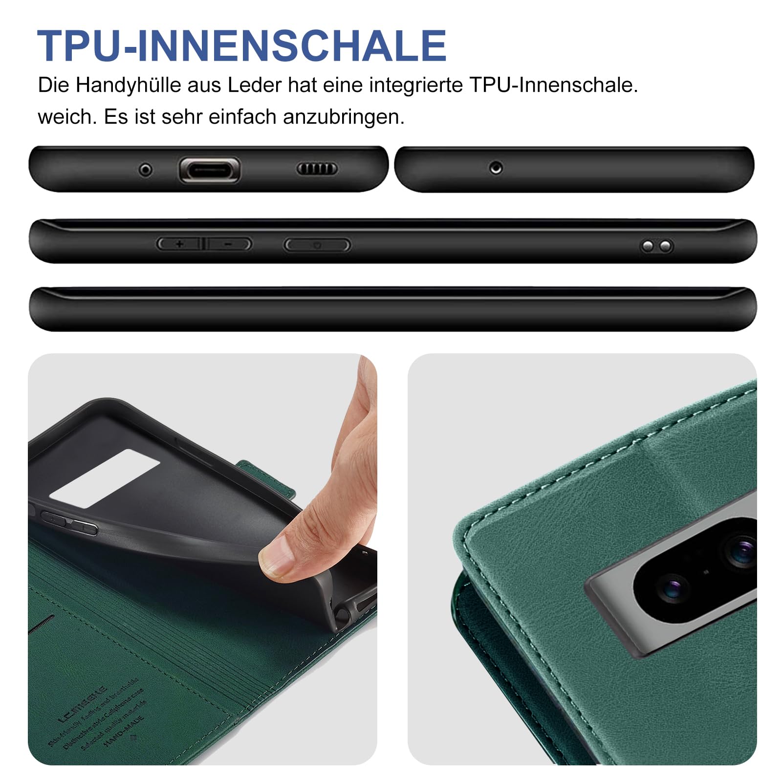Giyer Leder-Hülle Für Google Pixel 8A – Wallet Case Mit Standfunktion & Displayschutz – Stylisch & Sicher