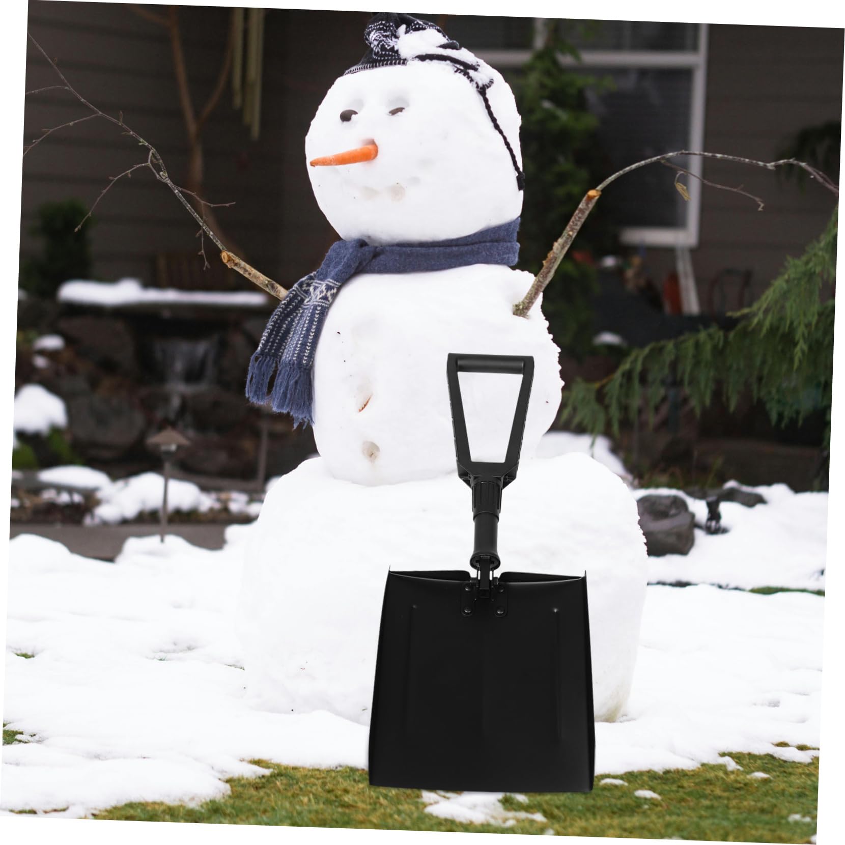 Vaguelly Pala de Nieve Plegable de Invierno raspador de Hielo de Nieve Cepillo de Nieve raspador de Hielo para Coche empujador de Nieve Mango de Hierro rociado Black