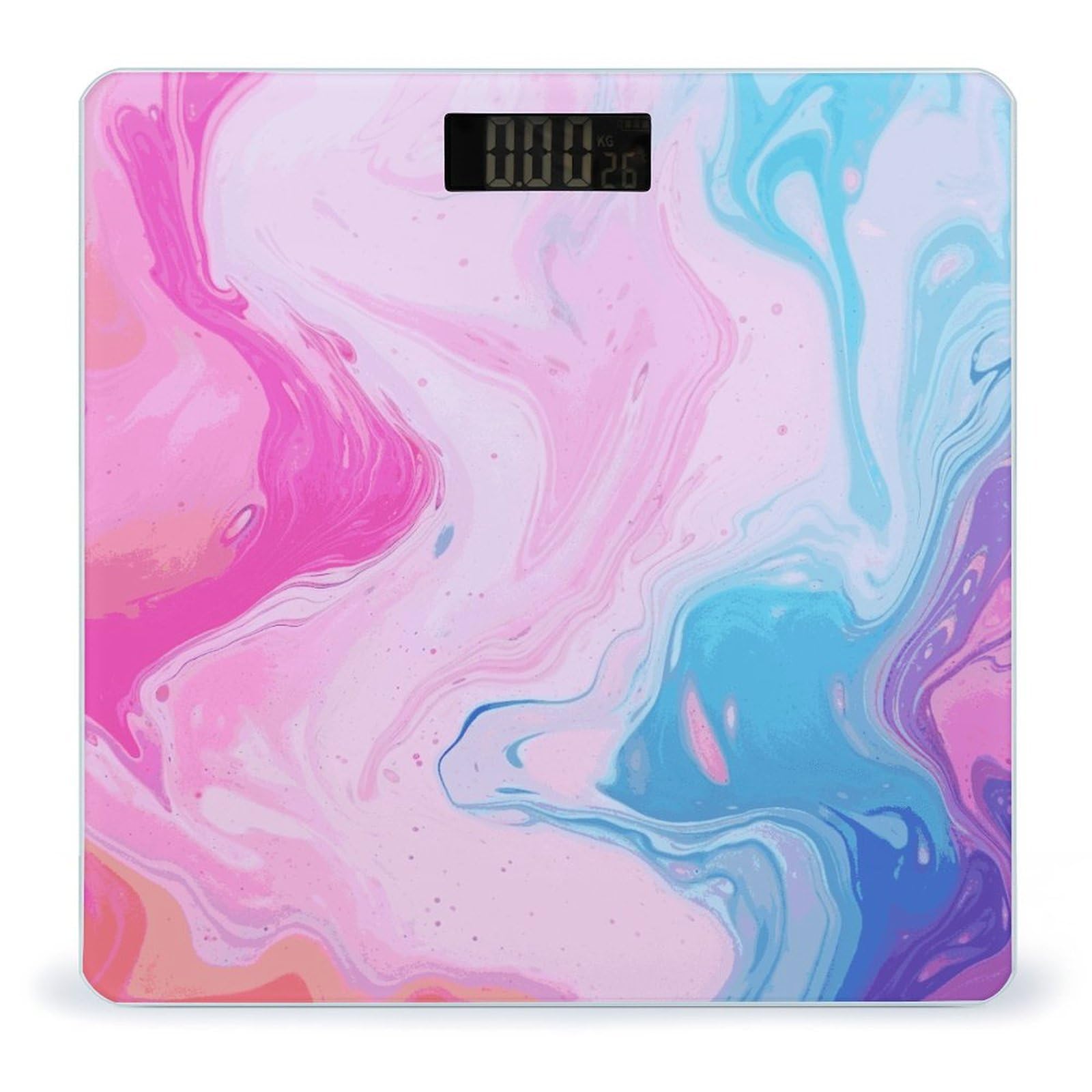 Colorful Marble Pastel Pink Blue Purple Scale for Body Weight Highly Accurate Digital Bathroom Body Scale Easy-to-Read Large LCD Display Bathroom Scale Heavy Duty Measuring Device for People