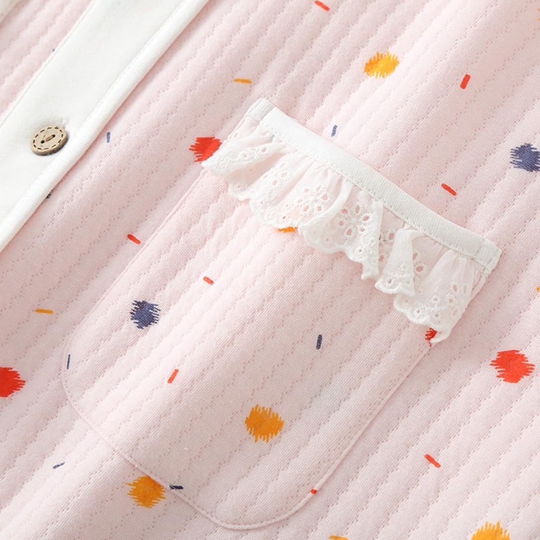 [murfeko] パジャマ レディース あったか ニットキルト 綿100% ルームウェア 部屋着 衿付き 前開き 上下セット 長袖