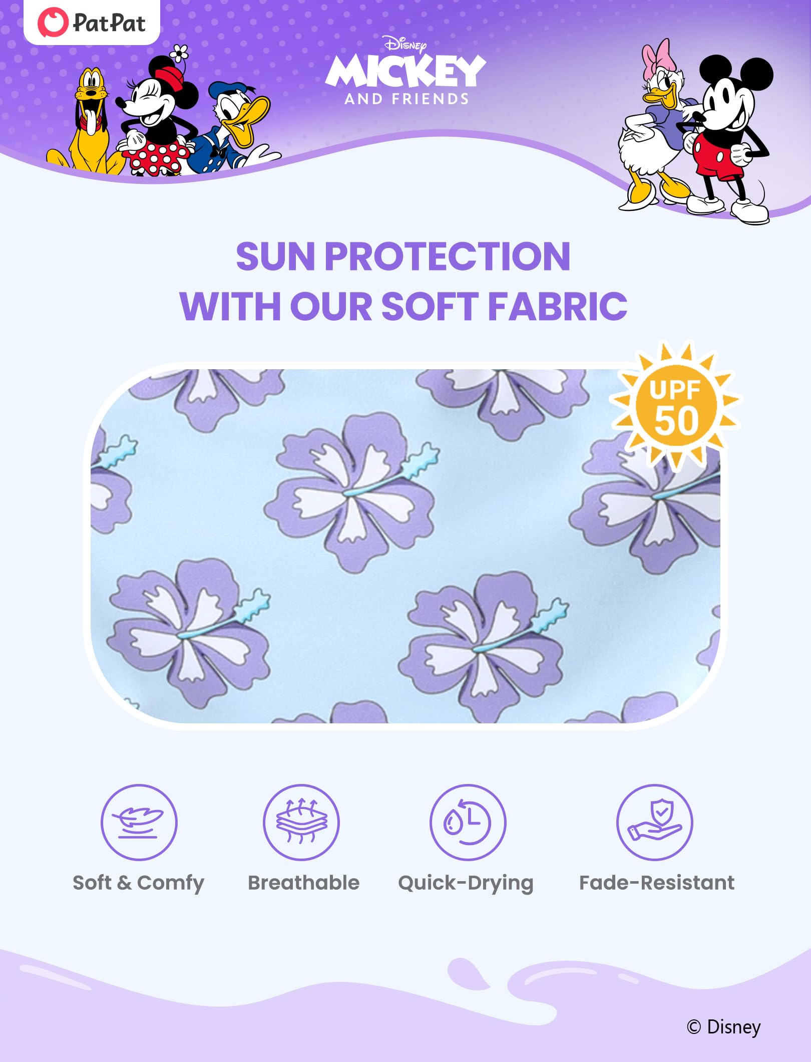 Disney Mickey and Friends Mädchen Rashguard Sommer Badeanzug