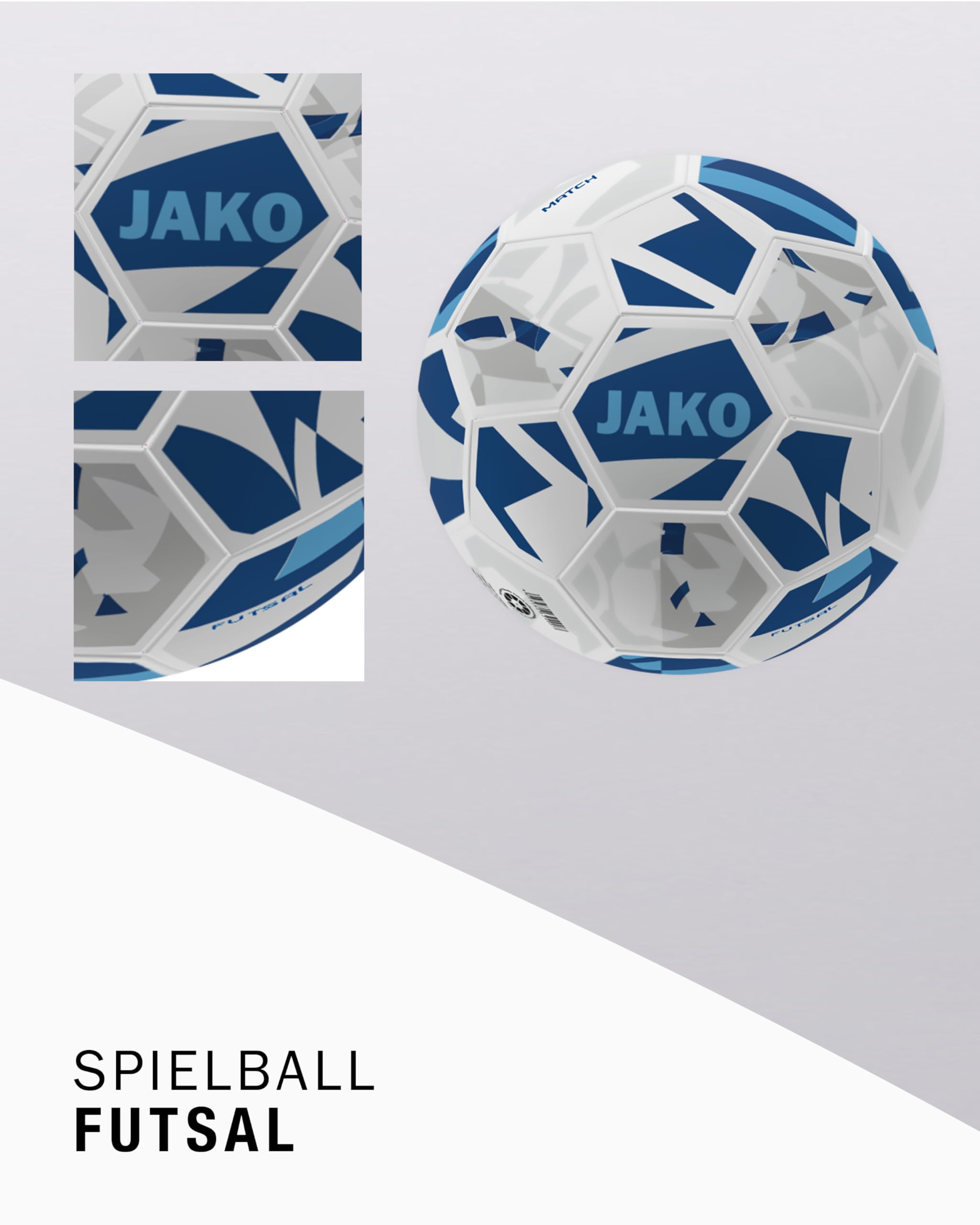 JAKO Spielball Futsal, weiß/Navy/SkyBlue, 4
