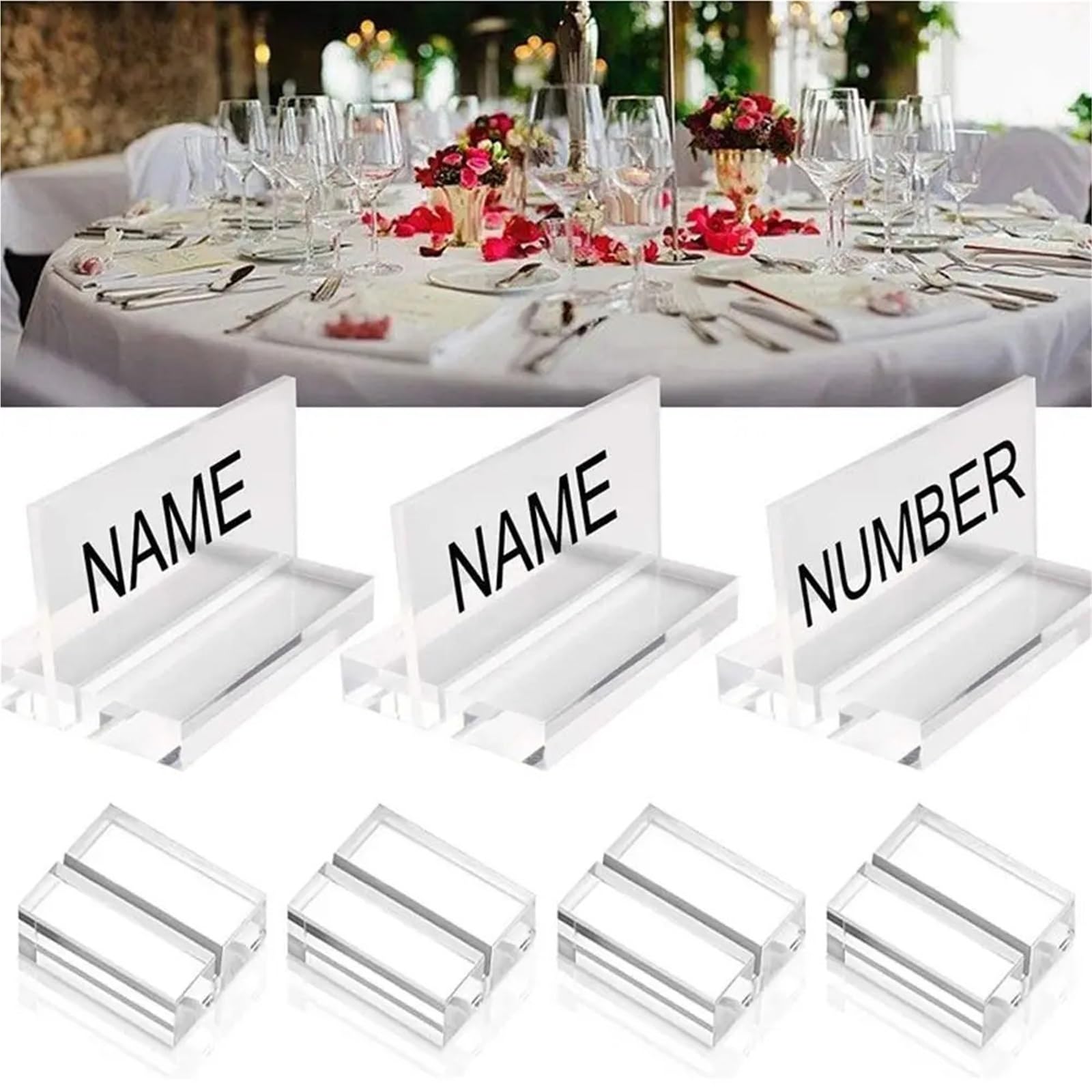 30PCS Steht Platzkartenhalter Tischnummer Klare Karten Display-ständer for Desktop-dekoration Hochzeit Liefert für Hochzeiten, Partys und Bankette