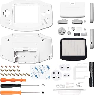 支持IPS升级版eXtremeRate更换外壳全外壳盖带按钮，适用于Game Boy Advance GBA – 兼容IPS和标准LCD – 不包含主机和IPS屏幕【白色更换外壳和灰色更换按钮】