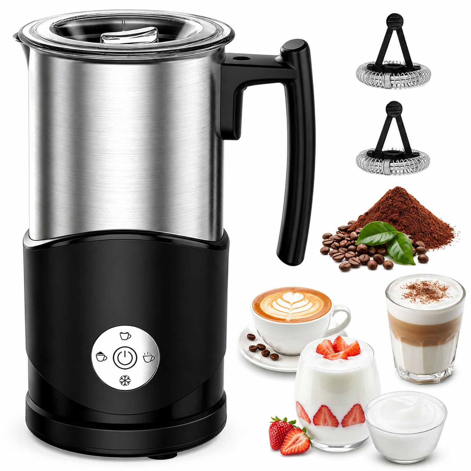 Montalatte elettrico da 350 ml, schiuma calda e fredda